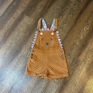 Mini Boden Brown Polka Dot Hedgehog Overalls 7-8